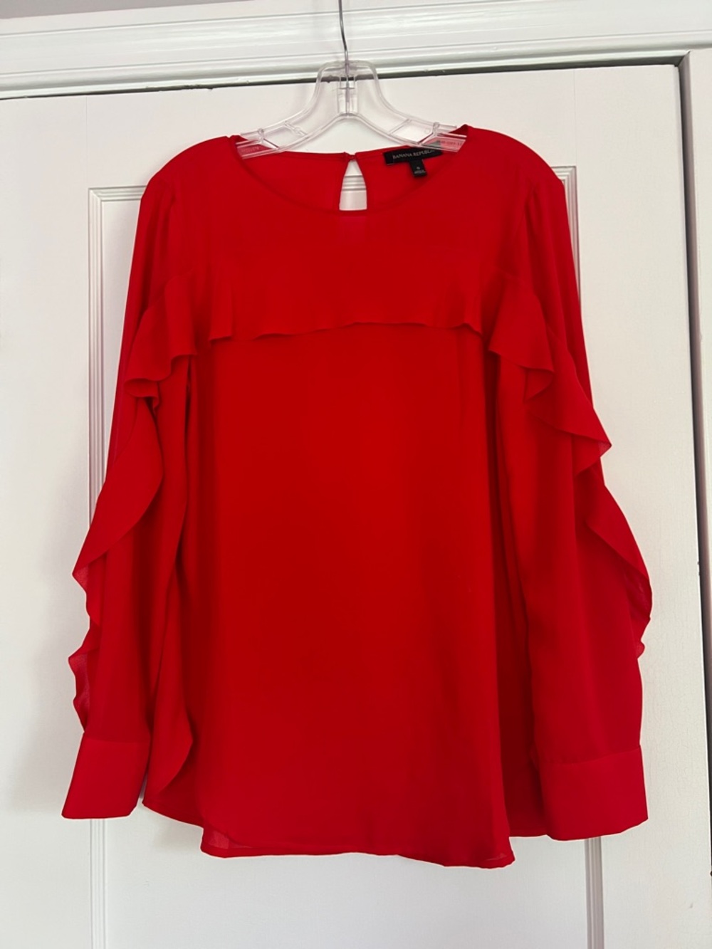 Banana Republic Red Ruffled Blouse